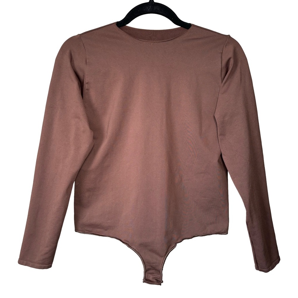 Skims Essential Crew Neck Long Sleeve Bodysuit - 4x / 5x Brown Minimalist Basic
